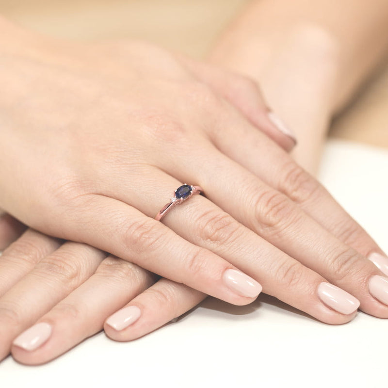 Inel Aur 14K cu Safir 0.70 ct si Diamante Naturale 0.03 ct, imaginea 11 din 11