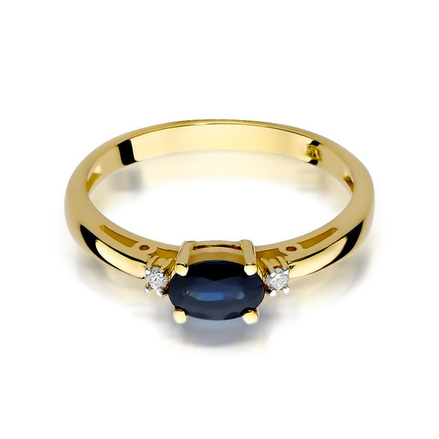 Inel Aur 14K cu Safir 0.70 ct si Diamante Naturale 0.03 ct, imaginea 2 din 11