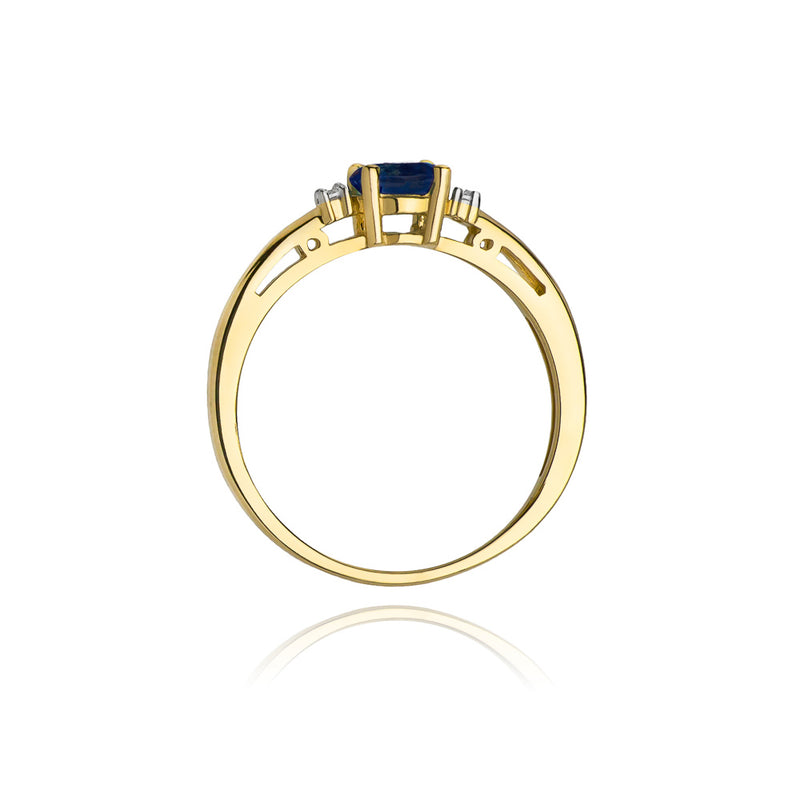 Inel Aur 14K cu Safir 0.70 ct si Diamante Naturale 0.03 ct, imaginea 3 din 11