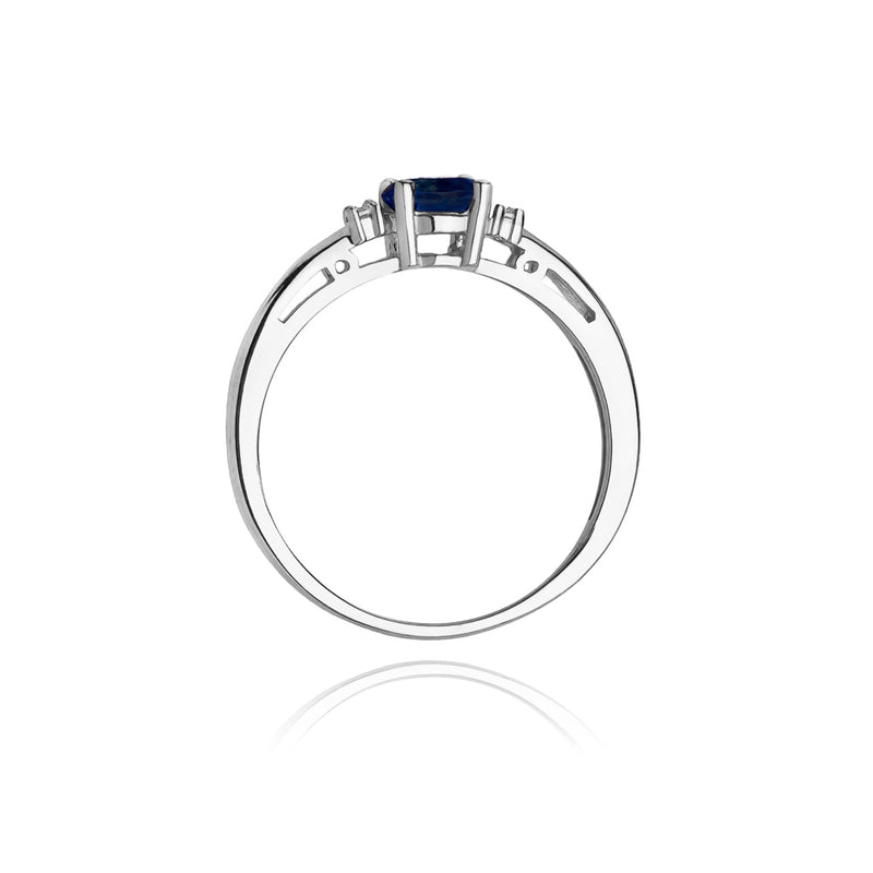 Inel Aur 14K cu Safir 0.70 ct si Diamante Naturale 0.03 ct, imaginea 6 din 11