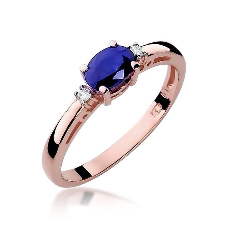 Inel Aur 14K cu Safir 0.70 ct si Diamante Naturale 0.03 ct, imaginea 8 din 11