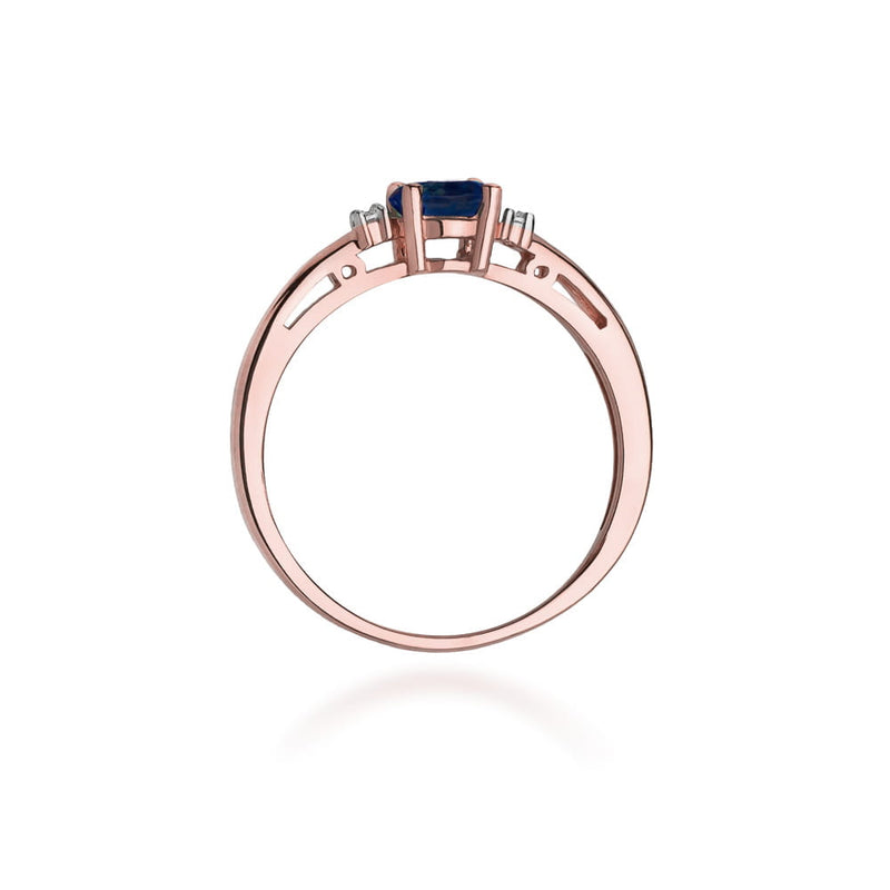 Inel Aur 14K cu Safir 0.70 ct si Diamante Naturale 0.03 ct, imaginea 10 din 11