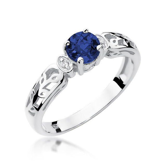 Inel Aur 14K cu Safir 0.50 ct si Diamante Naturale 0.02 ct, imaginea 5 din 11