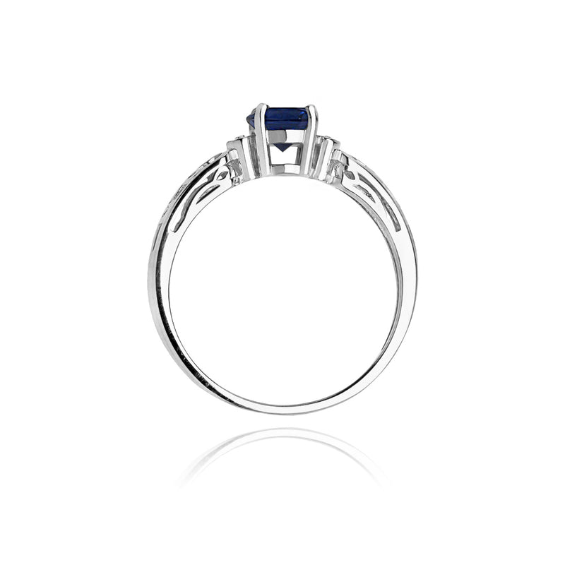 Inel Aur 14K cu Safir 0.50 ct si Diamante Naturale 0.02 ct, imaginea 7 din 11