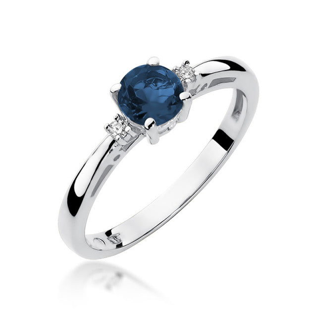 Inel Aur 14K cu Safir 0.50 ct si Diamante Naturale 0.03 ct, imaginea 5 din 11