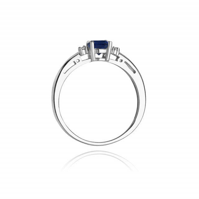 Inel Aur 14K cu Safir 0.50 ct si Diamante Naturale 0.03 ct, imaginea 7 din 11