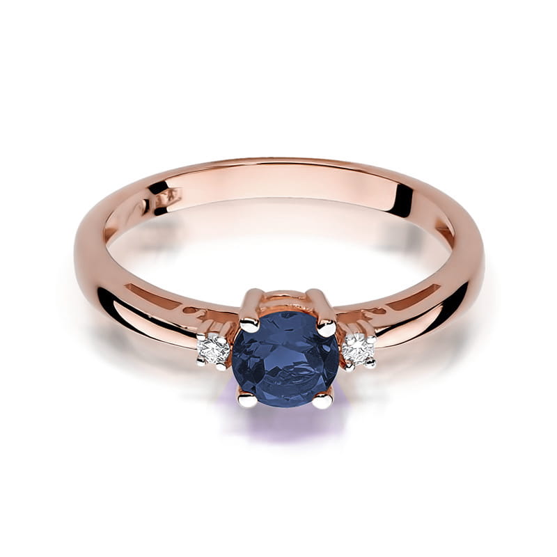 Inel Aur 14K cu Safir 0.50 ct si Diamante Naturale 0.03 ct, imaginea 9 din 11