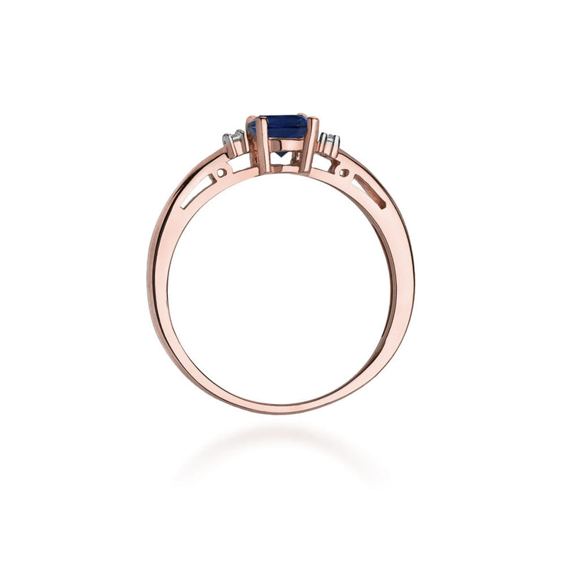 Inel Aur 14K cu Safir 0.50 ct si Diamante Naturale 0.03 ct, imaginea 10 din 11