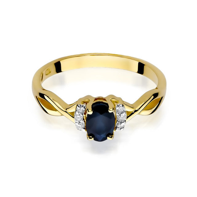 Inel Aur 14K cu Safir 0.70 ct si Diamante Naturale 0.05 ct, imaginea 2 din 10
