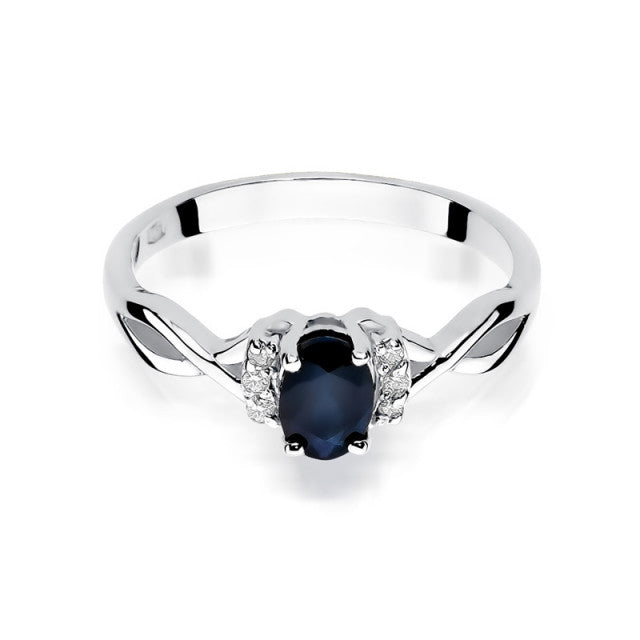 Inel Aur 14K cu Safir 0.70 ct si Diamante Naturale 0.05 ct, imaginea 6 din 10