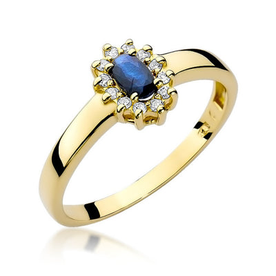 Inel Aur 14K cu Safir 0.30 ct si Diamante Naturale 0.10 ct