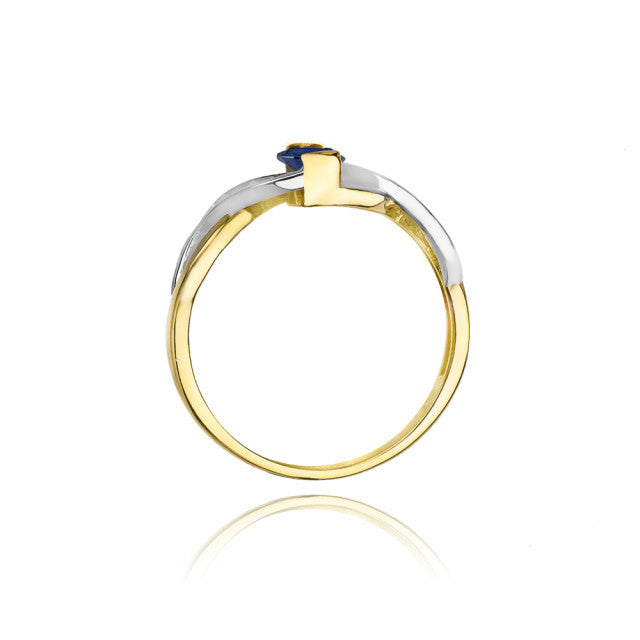 Inel Aur 14K cu Safir 0.70 ct si Diamante Naturale 0.05 ct, imaginea 3 din 11