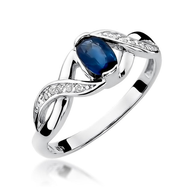Inel Aur 14K cu Safir 0.70 ct si Diamante Naturale 0.05 ct, imaginea 5 din 11
