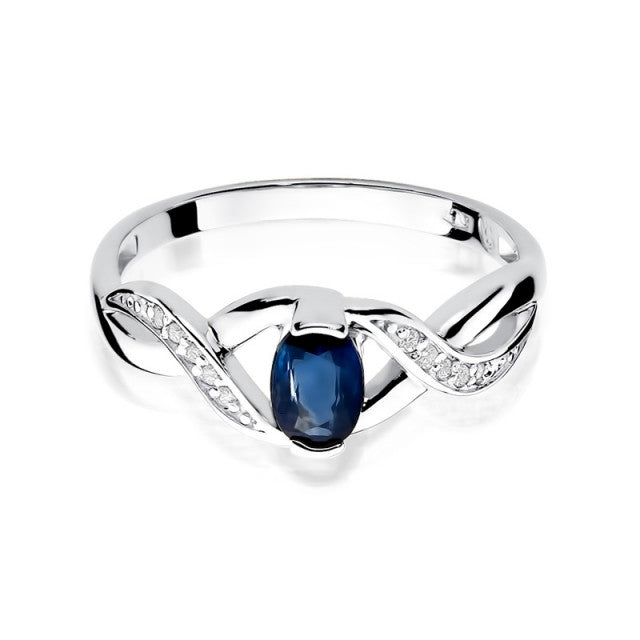 Inel Aur 14K cu Safir 0.70 ct si Diamante Naturale 0.05 ct, imaginea 6 din 11