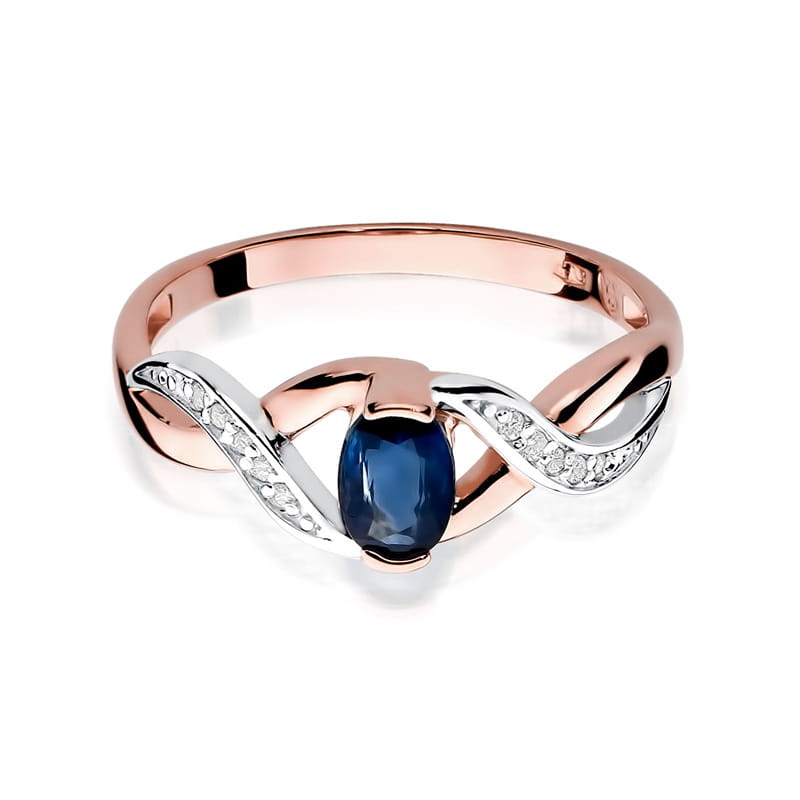 Inel Aur 14K cu Safir 0.70 ct si Diamante Naturale 0.05 ct, imaginea 9 din 11