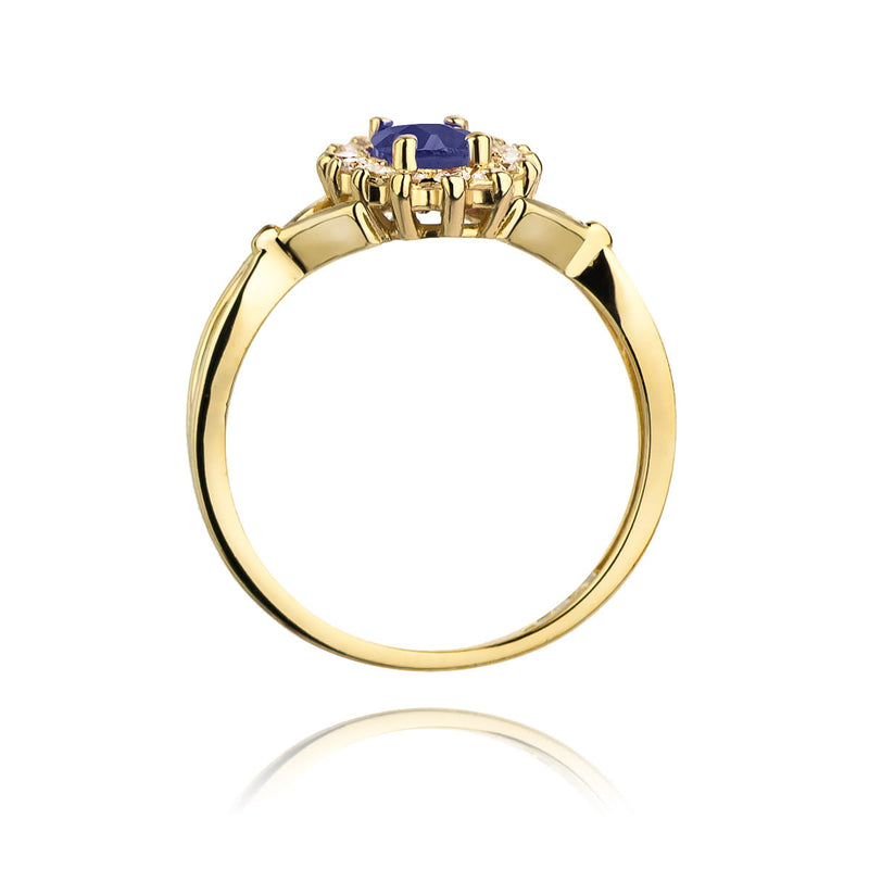 Inel Aur 14K cu Safir 0.90 ct si Diamante Naturale 0.28 ct, imaginea 3 din 10