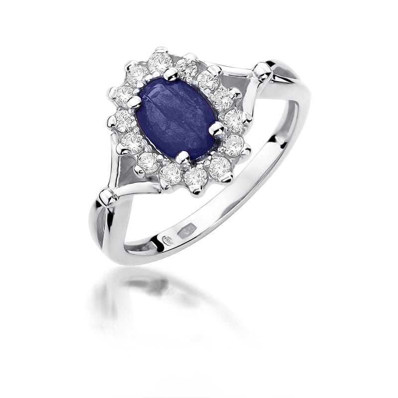 Inel Aur 14K cu Safir 0.90 ct si Diamante Naturale 0.28 ct, imaginea 5 din 10