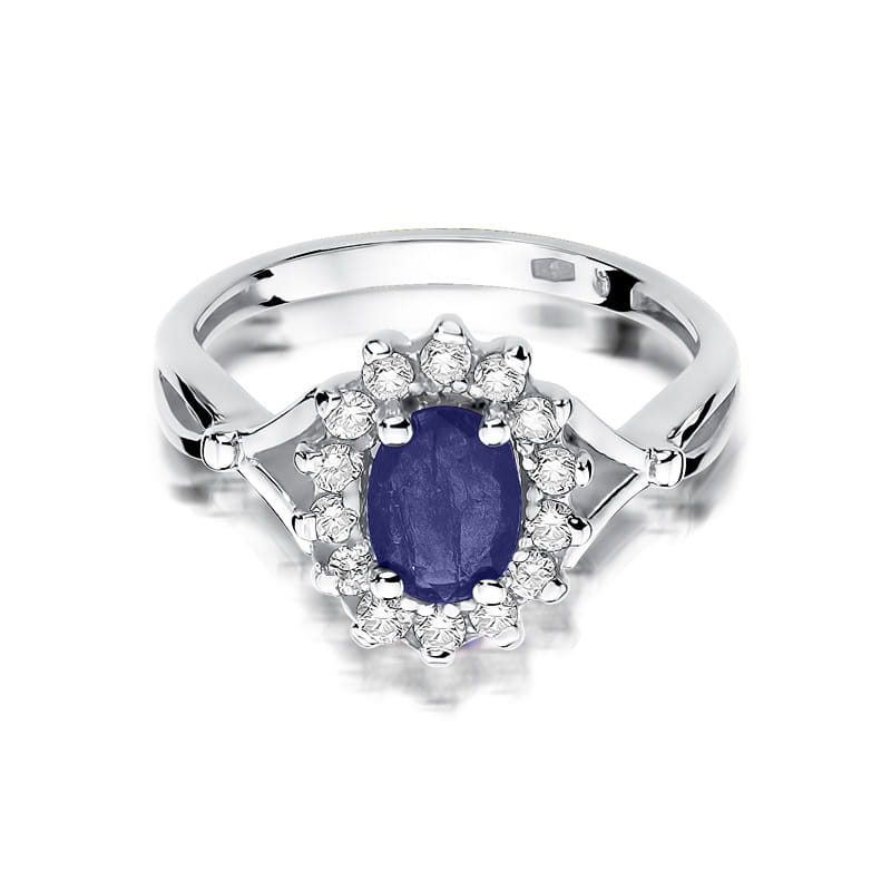 Inel Aur 14K cu Safir 0.90 ct si Diamante Naturale 0.28 ct, imaginea 6 din 10