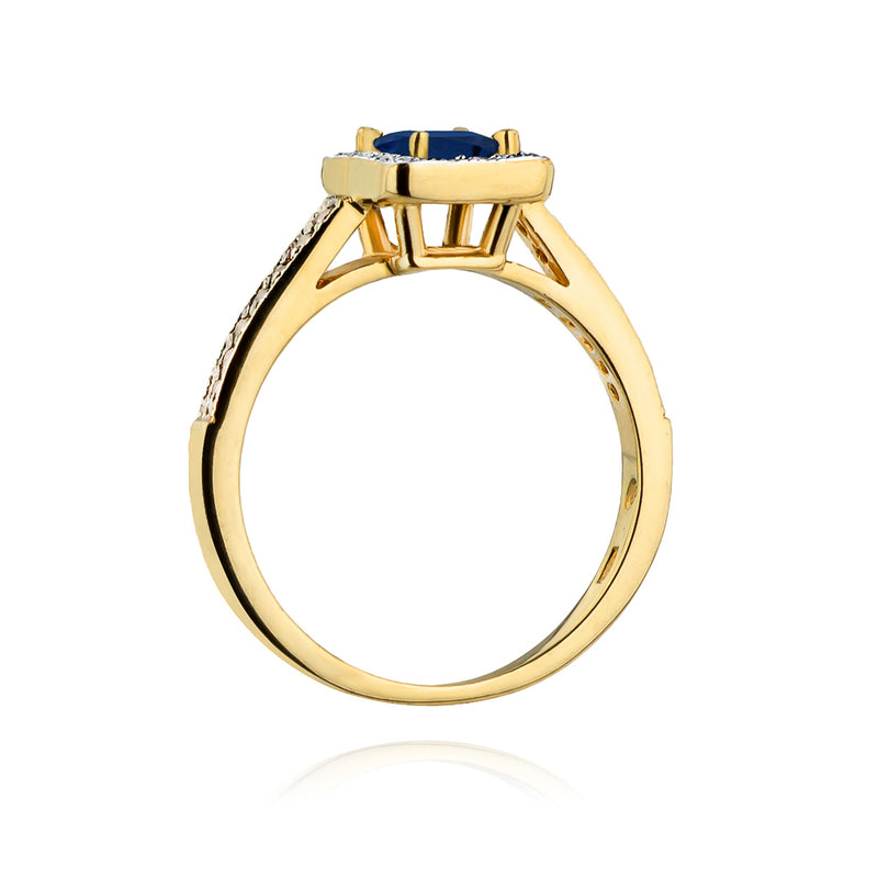 Inel Aur 14K cu Safir 0.60 ct si Diamante Naturale 0.19 ct, imaginea 3 din 10