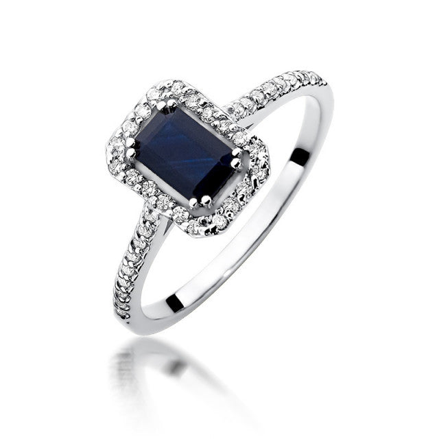 Inel Aur 14K cu Safir 0.60 ct si Diamante Naturale 0.19 ct, imaginea 5 din 10