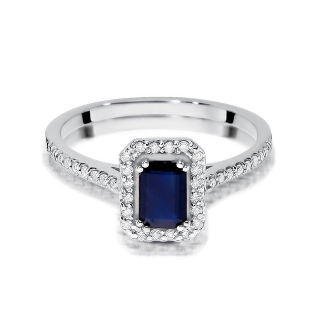 Inel Aur 14K cu Safir 0.60 ct si Diamante Naturale 0.19 ct, imaginea 6 din 10