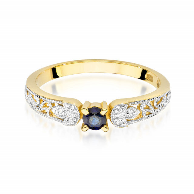 Inel Aur 14K cu Safir 0.15 ct si Diamante Naturale 0.03 ct, imaginea 2 din 9