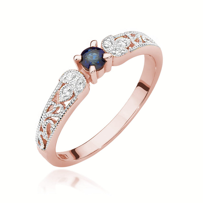 Inel Aur 14K cu Safir 0.15 ct si Diamante Naturale 0.03 ct, imaginea 7 din 9
