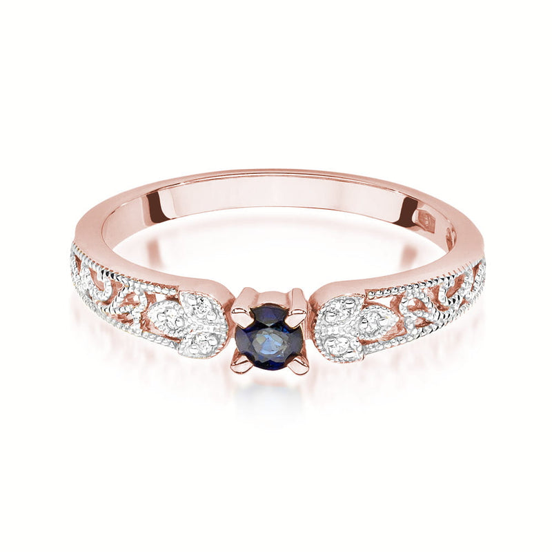 Inel Aur 14K cu Safir 0.15 ct si Diamante Naturale 0.03 ct, imaginea 8 din 9
