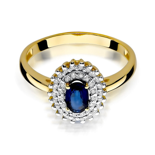 Inel Aur 14K cu Safir 0.70 ct si Diamante Naturale 0.20 ct, imaginea 2 din 10