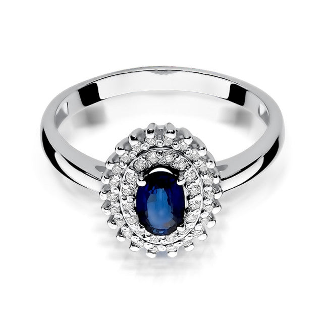Inel Aur 14K cu Safir 0.70 ct si Diamante Naturale 0.20 ct, imaginea 6 din 10