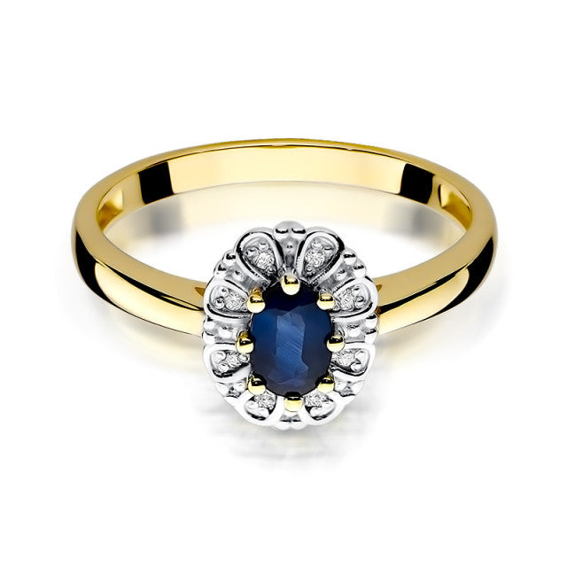 Inel Aur 14K cu Safir 0.70 ct si Diamante Naturale 0.07 ct, imaginea 2 din 11