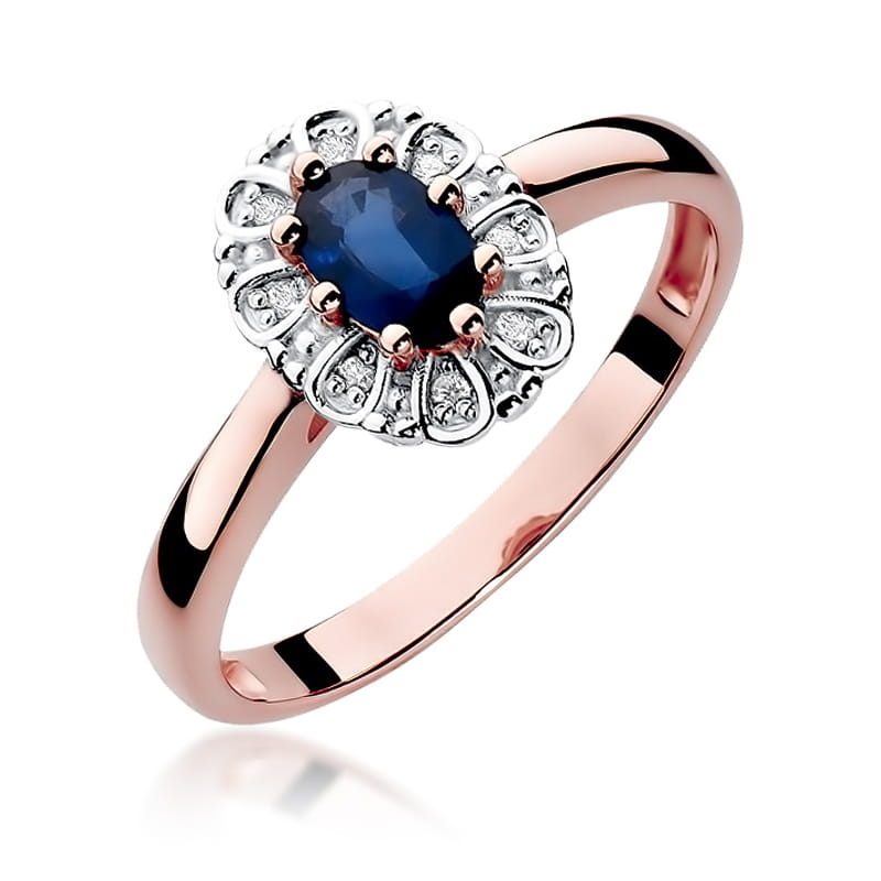 Inel Aur 14K cu Safir 0.70 ct si Diamante Naturale 0.07 ct, imaginea 8 din 11