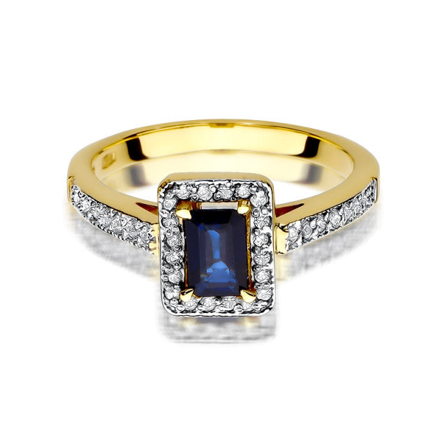 Inel Aur 14K cu Safir 0.60 ct si Diamante Naturale 0.22 ct, imaginea 2 din 10