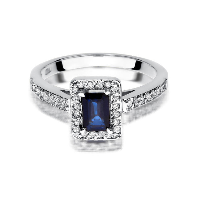 Inel Aur 14K cu Safir 0.60 ct si Diamante Naturale 0.22 ct, imaginea 6 din 10