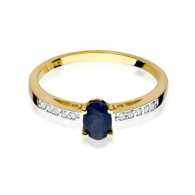 Inel Aur 14K cu Safir 0.70 ct si Diamante Naturale 0.05 ct, imaginea 2 din 8