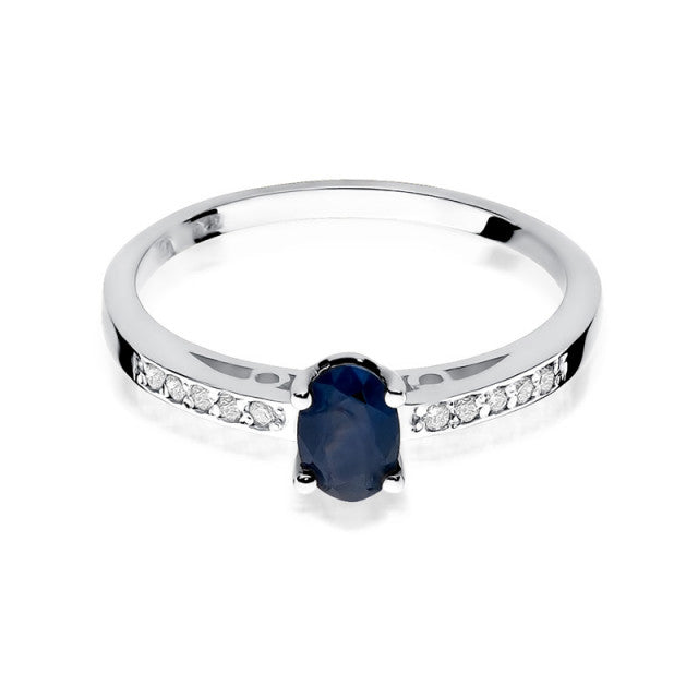 Inel Aur 14K cu Safir 0.70 ct si Diamante Naturale 0.05 ct, imaginea 3 din 8