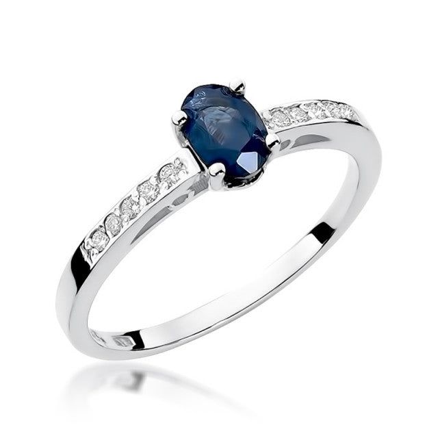Inel Aur 14K cu Safir 0.70 ct si Diamante Naturale 0.05 ct, imaginea 4 din 8