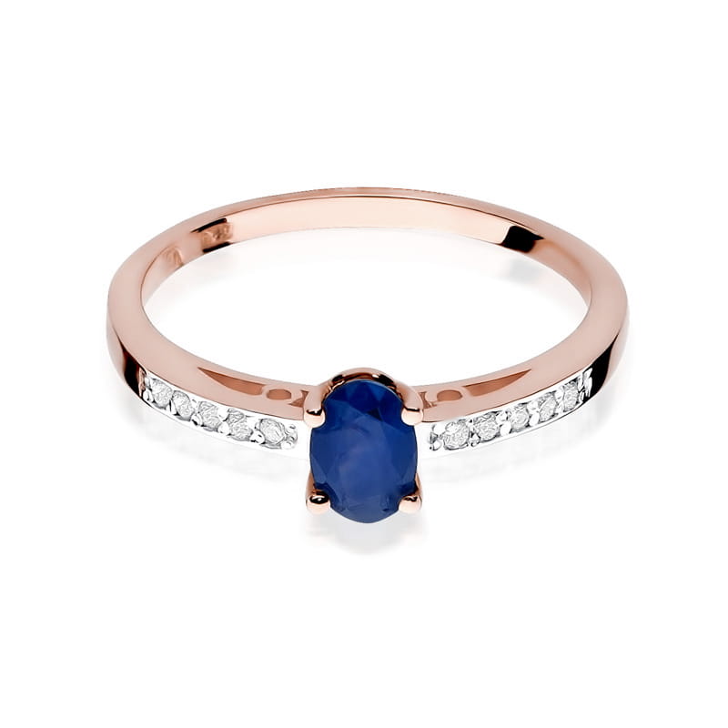 Inel Aur 14K cu Safir 0.70 ct si Diamante Naturale 0.05 ct, imaginea 7 din 8
