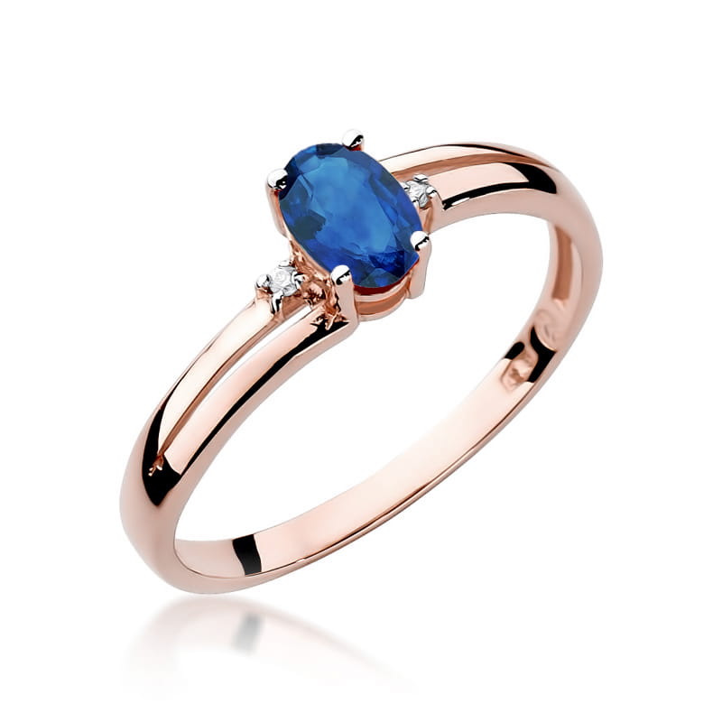 Inel Aur 14K cu Safir 0.70 ct si Diamante Naturale 0.03 ct, imaginea 8 din 11