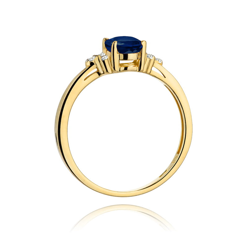 Inel Aur 14K cu Safir 0.90 ct si Diamante Naturale 0.05 ct, imaginea 3 din 11