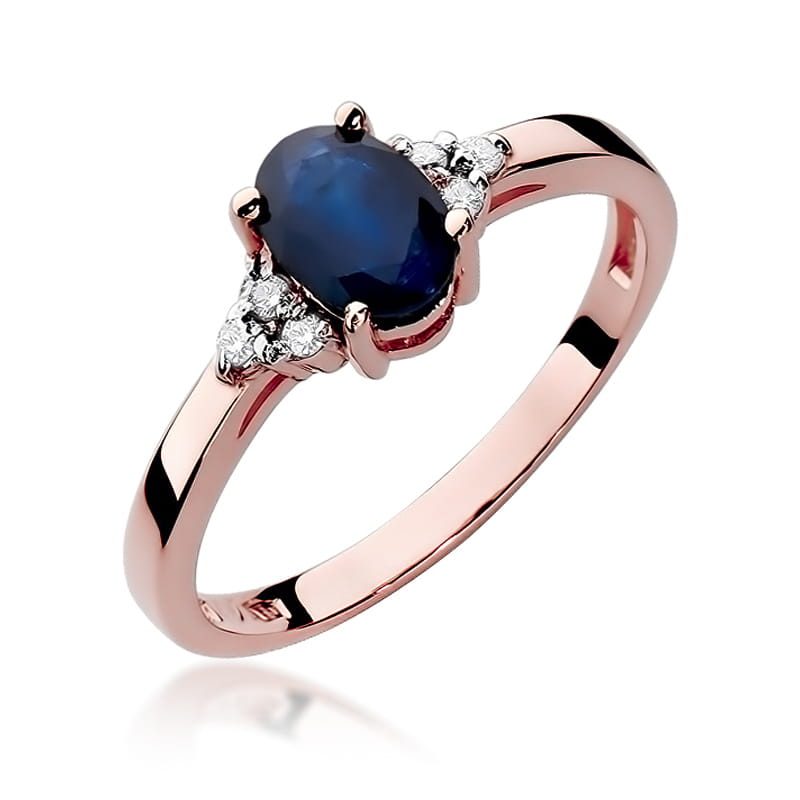 Inel Aur 14K cu Safir 0.90 ct si Diamante Naturale 0.05 ct, imaginea 5 din 11