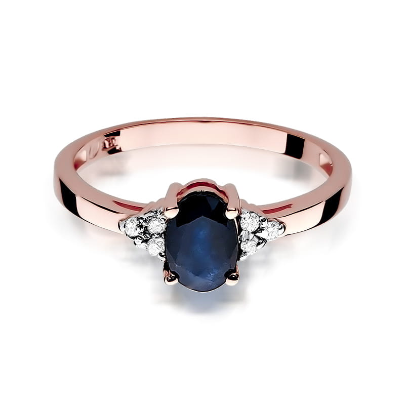 Inel Aur 14K cu Safir 0.90 ct si Diamante Naturale 0.05 ct, imaginea 6 din 11