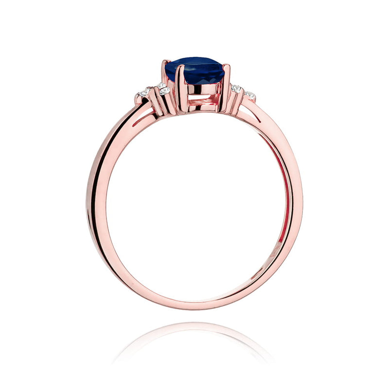 Inel Aur 14K cu Safir 0.90 ct si Diamante Naturale 0.05 ct, imaginea 7 din 11