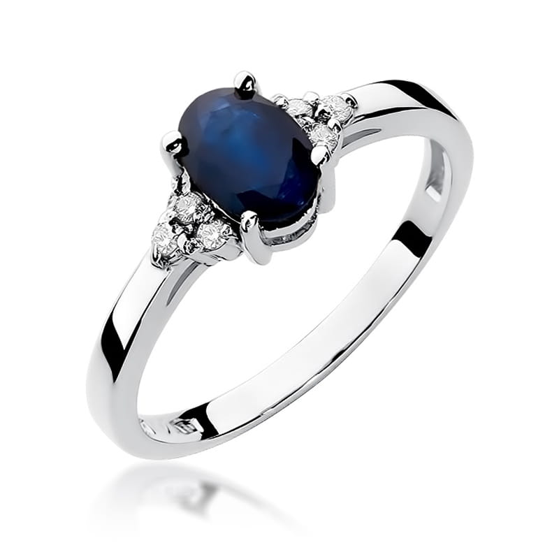 Inel Aur 14K cu Safir 0.90 ct si Diamante Naturale 0.05 ct, imaginea 9 din 11