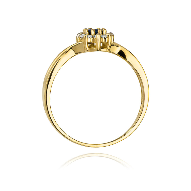 Inel Aur 14K cu Safir 0.15 ct si Diamante Naturale 0.12 ct, imaginea 3 din 10