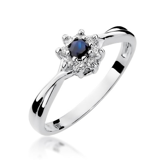 Inel Aur 14K cu Safir 0.15 ct si Diamante Naturale 0.12 ct, imaginea 5 din 10