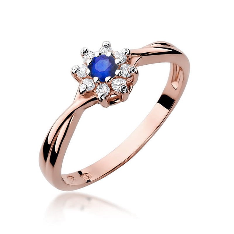Inel Aur 14K cu Safir 0.15 ct si Diamante Naturale 0.12 ct, imaginea 8 din 10