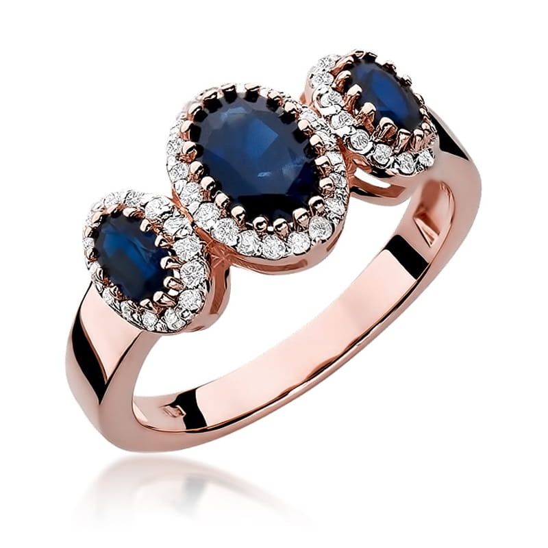 Inel Aur 14K cu Safir 0.90 ct si Diamante Naturale 0.24 ct, imaginea 8 din 11