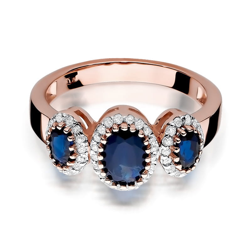 Inel Aur 14K cu Safir 0.90 ct si Diamante Naturale 0.24 ct, imaginea 9 din 11