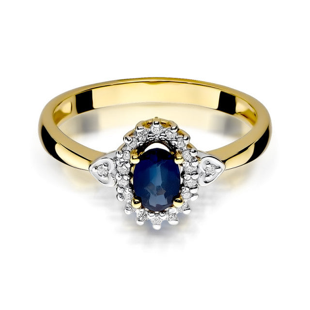 Inel Aur 14K cu Safir 0.70 ct si Diamante Naturale 0.10 ct, imaginea 2 din 10